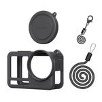 Custodia in silicone aMagins per DJI Osmo Action 6 con copriobiettivo e protezione antigraffio.