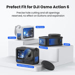 Custodia in silicone aMagins per DJI Osmo Action 6 con copriobiettivo e protezione antigraffio.