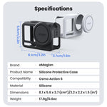Custodia in silicone aMagins per DJI Osmo Action 6 con copriobiettivo e protezione antigraffio.