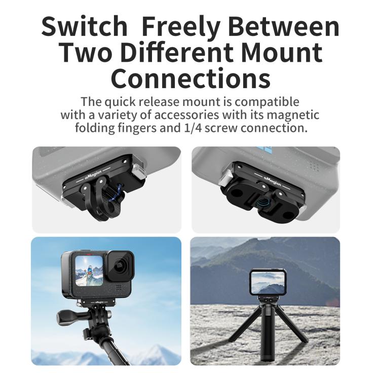 Kit di sgancio rapido magnetico in metallo aMagisn per GoPro HERO12 Black /11 Black /11 Black mini /10 Black /9 Black /8 Black / Max
