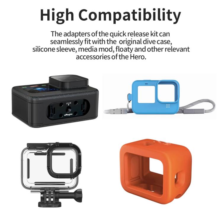 Kit di sgancio rapido magnetico in metallo aMagisn per GoPro HERO12 Black /11 Black /11 Black mini /10 Black /9 Black /8 Black / Max