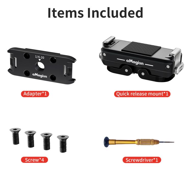 Kit di sgancio rapido magnetico in metallo aMagisn per GoPro HERO12 Black /11 Black /11 Black mini /10 Black /9 Black /8 Black / Max