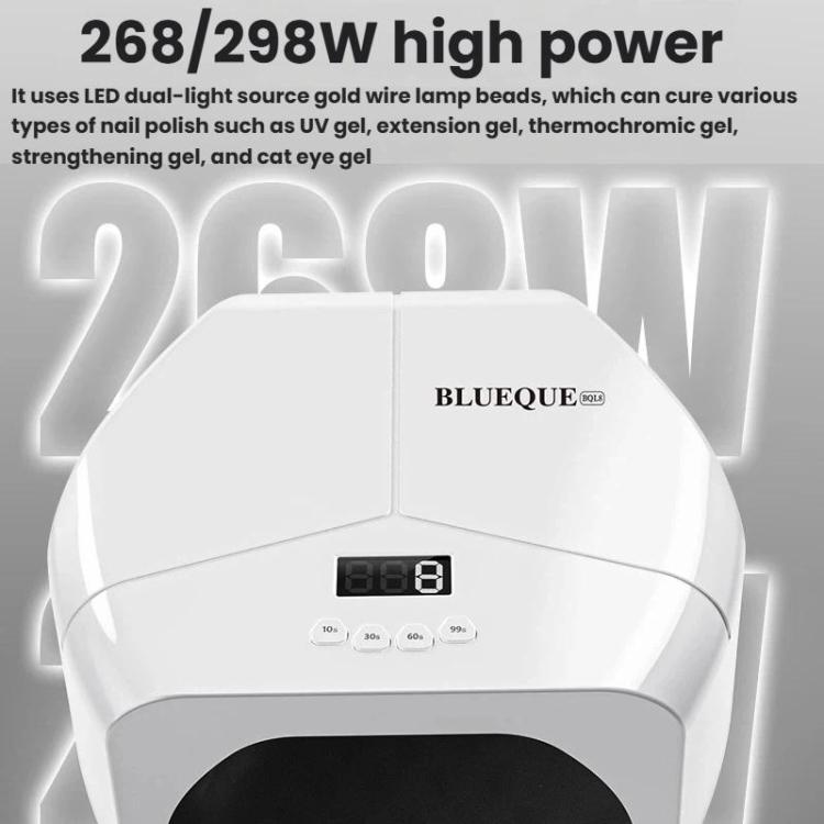 BLUEQUE L8 Lampada per unghie a doppio LED ad alta potenza per polimerizzazione di smalto e gel, dispositivo per fototerapia, 57 Beads US Plug, 57 Beads EU Plug, 72 Beads US Plug, 72 Beads EU Plug