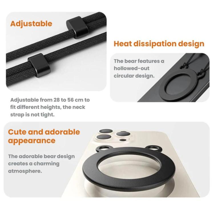 Cordino magnetico retrattile regolabile anti-smarrimento per telefono a forma di orsetto.