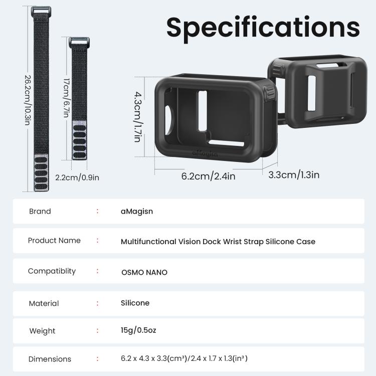 Custodia in silicone aMagins per DJI Osmo Nano Vision Dock con cinturino da polso multifunzionale.