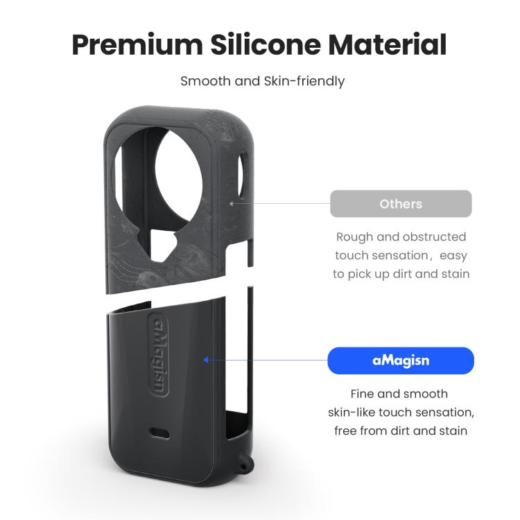 Per la fotocamera Insta360 X4 Air, aMagisn Silicone Case Black, aMagisn Silicone Case Gray, aMagisn Silicone Case & Lens Cap Black, aMagisn Silicone Case & Lens Cap Gray