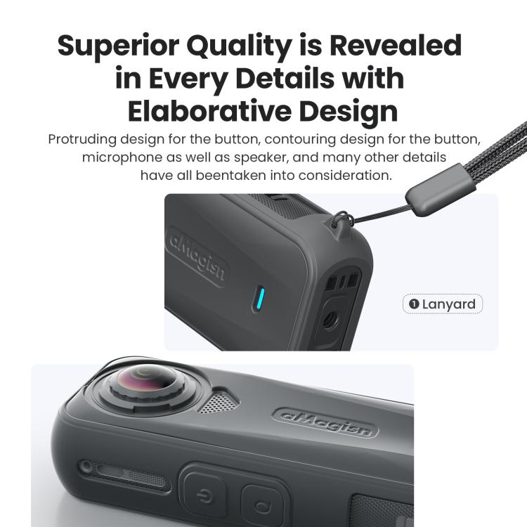 Per la fotocamera Insta360 X4 Air, aMagisn Silicone Case Black, aMagisn Silicone Case Gray, aMagisn Silicone Case & Lens Cap Black, aMagisn Silicone Case & Lens Cap Gray