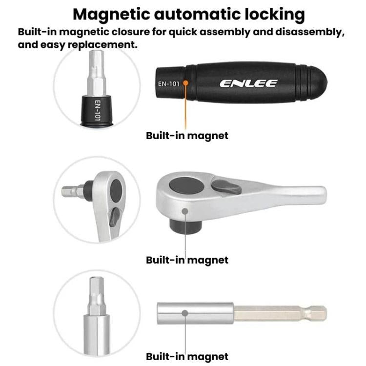 Kit di riparazione per bicicletta ENLEE da 10 pezzi con chiave a cricchetto, set di attrezzi di emergenza multifunzionale per la riparazione di pneumatici., 10pcs