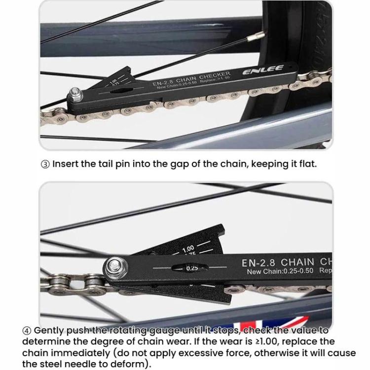 ENLEE Strumento di misurazione dell'usura della catena per biciclette, Standard, Hollow