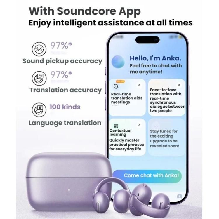 ANKER SoundCore C50i Auricolari Bluetooth a conduzione aerea con clip auricolare, auricolari sportivi wireless a orecchio aperto.