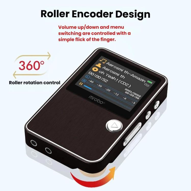 Lettore musicale HiFi Mrobo con chip DAC - Schermo a colori da 1,77 pollici, controllo tramite rotella di scorrimento, supporta audio lossless e video AMV, 8GB, 16GB, 32GB, 64GB