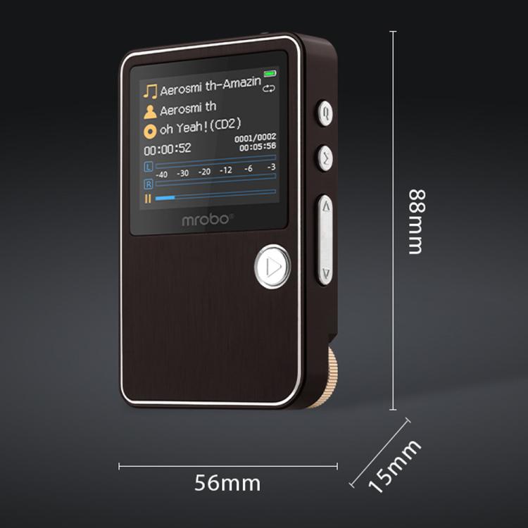 Lettore musicale HiFi Mrobo con chip DAC - Schermo a colori da 1,77 pollici, controllo tramite rotella di scorrimento, supporta audio lossless e video AMV, 8GB, 16GB, 32GB, 64GB