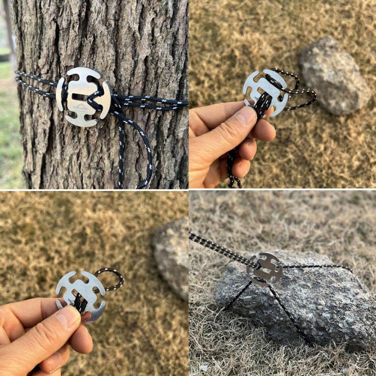 COOL CAMP Confezione da 4 clip in acciaio inossidabile per corde, fermacorda senza nodi per corde da campeggio da 2-4 mm