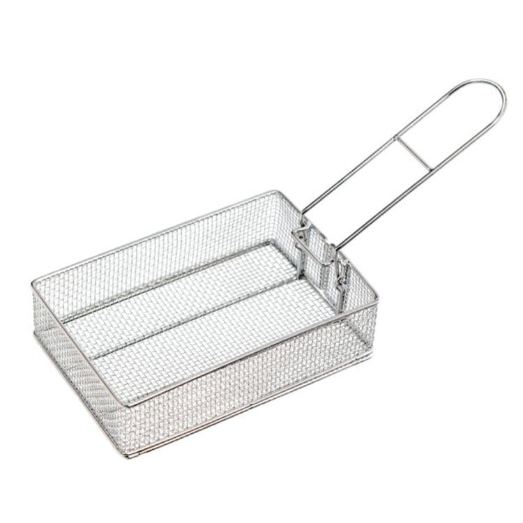 COOL CAMP Cestello da campeggio pieghevole in acciaio inox con colino per friggere, ideale per cucinare all'aperto., 175 x 120 x 50mm
