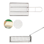 COOL CAMP Cestello da campeggio pieghevole in acciaio inox con colino per friggere, ideale per cucinare all'aperto., 175 x 120 x 50mm