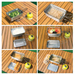 COOL CAMP Cestello da campeggio pieghevole in acciaio inox con colino per friggere, ideale per cucinare all'aperto., 175 x 120 x 50mm