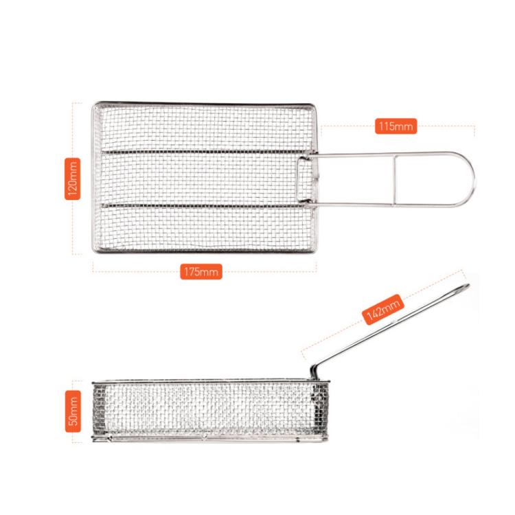 COOL CAMP Cestello da campeggio pieghevole in acciaio inox con colino per friggere, ideale per cucinare all'aperto., 175 x 120 x 50mm
