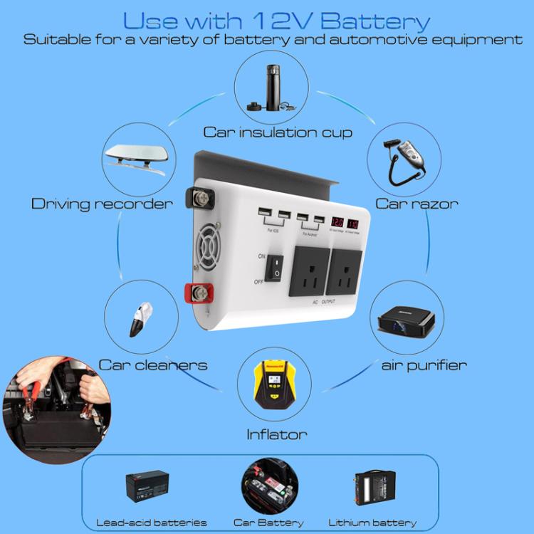 Presa inverter a doppia porta USB con display digitale per auto, conversione di potenza., EU Plug 12V To 220V, US Plug 12V To 110V, Brazil Plug 12V To 110V, Brazil Plug 12V To 220V