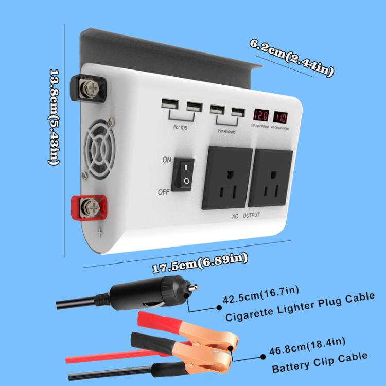 Presa inverter a doppia porta USB con display digitale per auto, conversione di potenza., EU Plug 12V To 220V, US Plug 12V To 110V, Brazil Plug 12V To 110V, Brazil Plug 12V To 220V