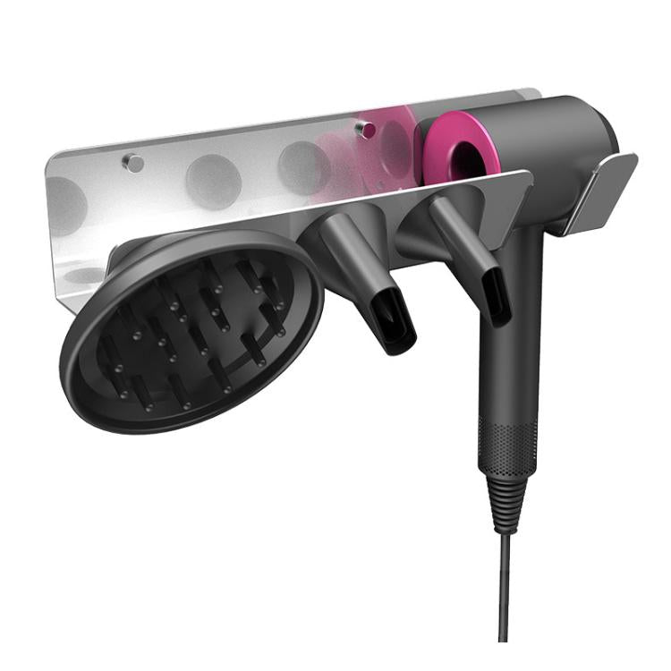 Supporto da parete per asciugacapelli Dyson - Installazione con adesivo o viti, organizer compatto per ugelli, Right Rose Gold, Left Black, Right Black, Left Silver, Right Silver
