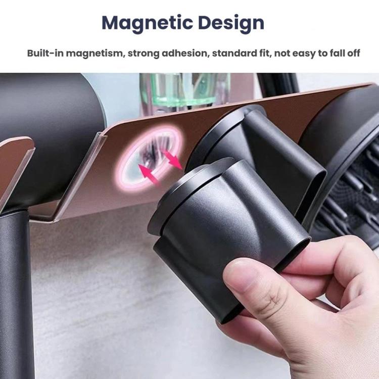Supporto da parete per asciugacapelli Dyson - Installazione con adesivo o viti, organizer compatto per ugelli, Right Rose Gold, Left Black, Right Black, Left Silver, Right Silver