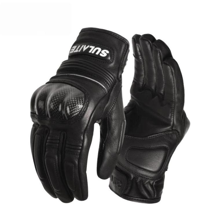 Guanti da moto SULAITE in montone, traspiranti e a dita intere, con protezione in pelle di pecora., For Summer, For Winter With Fleece Lining