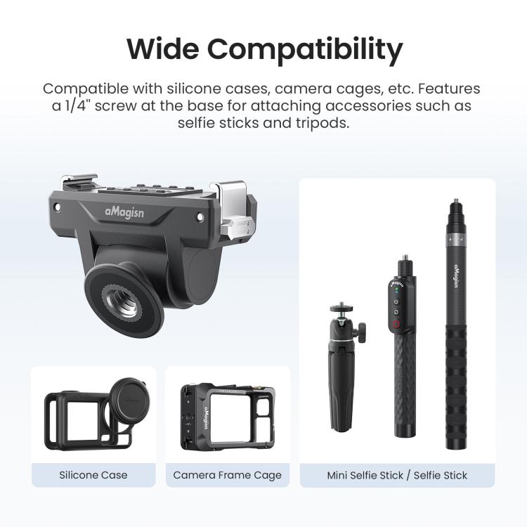 Adattatore a sgancio rapido regolabile AMagisn per DJI Osmo 360/Action 5 Pro/4/3 - Interruttore di prospettiva rapido a 4 livelli, PD15