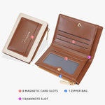 Portafoglio compatto da donna Baellerry N8360 con scomparti multipli per carte, portamonete e cerniera.