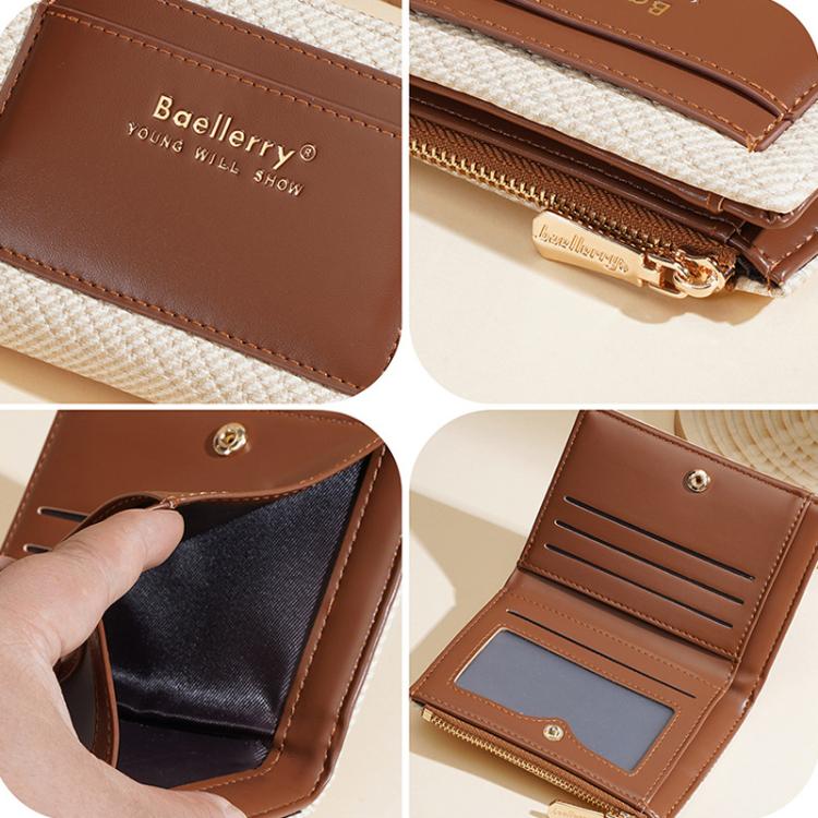 Portafoglio compatto da donna Baellerry N8360 con scomparti multipli per carte, portamonete e cerniera.