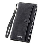Portafoglio lungo da uomo Baellerry C3258, elegante e casual, con chiusura a scatto, fermasoldi, finitura opaca, multi-carta, cerniera, pochette
