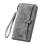 Portafoglio lungo da uomo Baellerry C3258, elegante e casual, con chiusura a scatto, fermasoldi, finitura opaca, multi-carta, cerniera, pochette