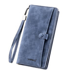 Portafoglio lungo da uomo Baellerry C3258, elegante e casual, con chiusura a scatto, fermasoldi, finitura opaca, multi-carta, cerniera, pochette