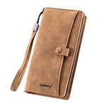 Portafoglio lungo da uomo Baellerry C3258, elegante e casual, con chiusura a scatto, fermasoldi, finitura opaca, multi-carta, cerniera, pochette