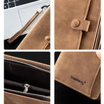 Portafoglio lungo da uomo Baellerry C3258, elegante e casual, con chiusura a scatto, fermasoldi, finitura opaca, multi-carta, cerniera, pochette