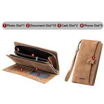 Portafoglio lungo da uomo Baellerry C3258, elegante e casual, con chiusura a scatto, fermasoldi, finitura opaca, multi-carta, cerniera, pochette
