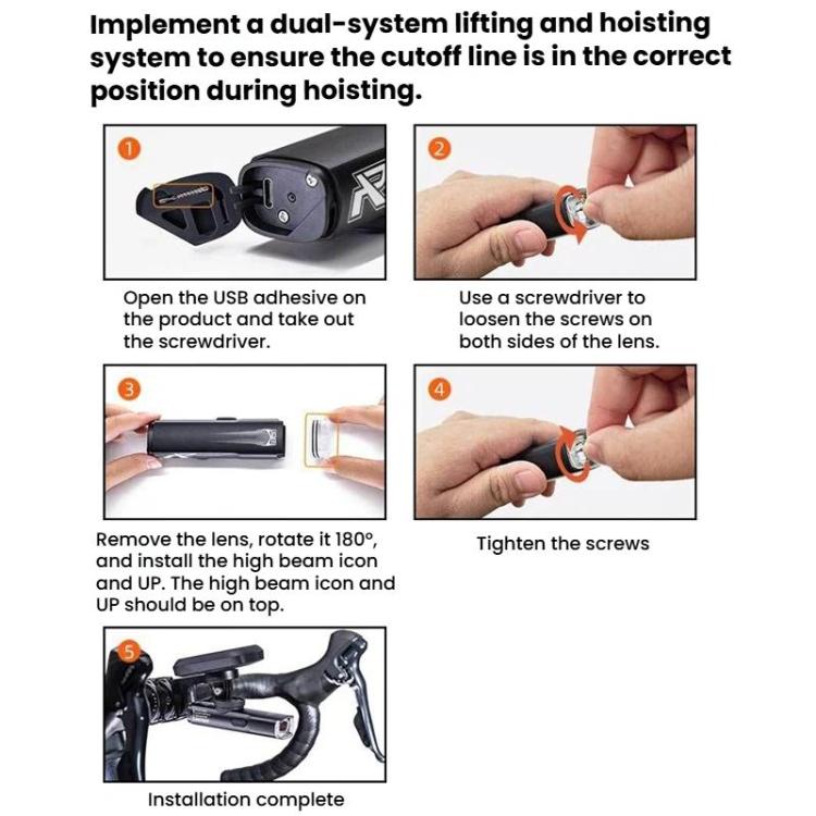 Faro anteriore per bicicletta ENLEE EN-22 IP66 impermeabile ad alta luminosità, antiabbagliamento, per guida notturna, 1600LM Black, 1600LM Grey, 2000LM Black, 2000LM Grey
