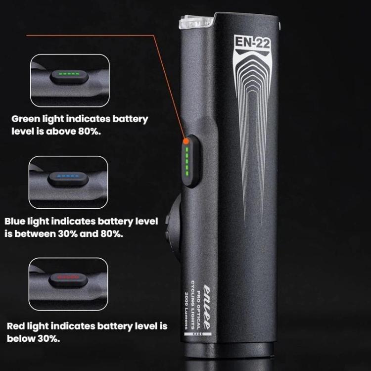 Faro anteriore per bicicletta ENLEE EN-22 IP66 impermeabile ad alta luminosità, antiabbagliamento, per guida notturna, 1600LM Black, 1600LM Grey, 2000LM Black, 2000LM Grey