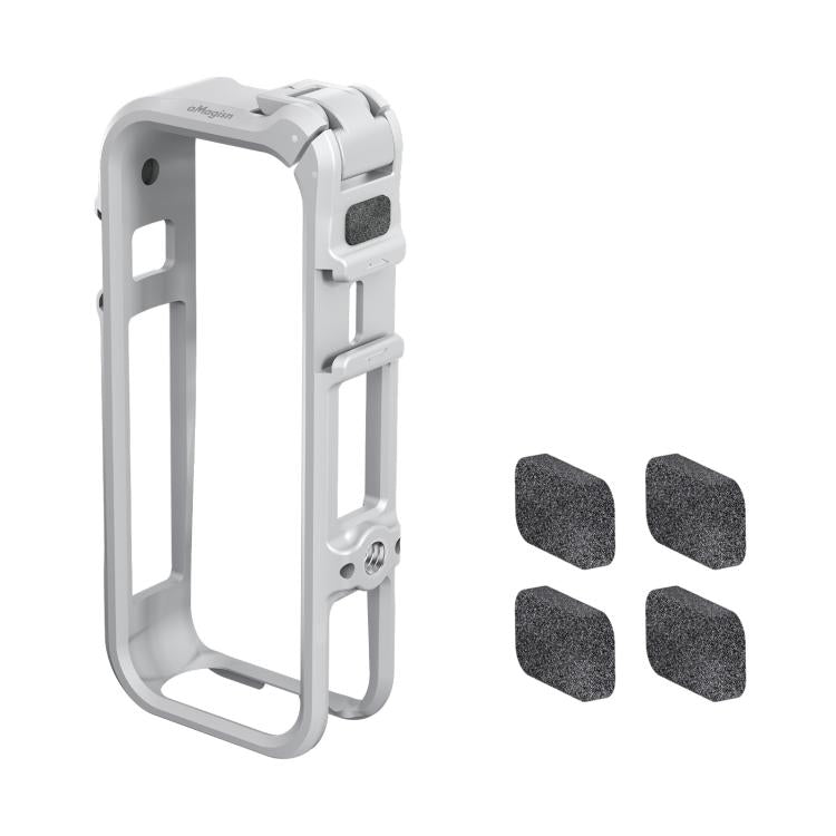 Gabbia per fotocamera Insta360 X4 Air AMagisn con telaio di espansione in plastica e schiuma antivento.