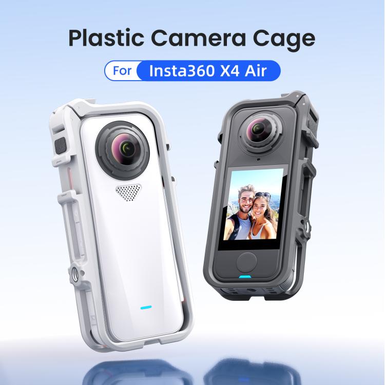 Gabbia per fotocamera Insta360 X4 Air AMagisn con telaio di espansione in plastica e schiuma antivento.