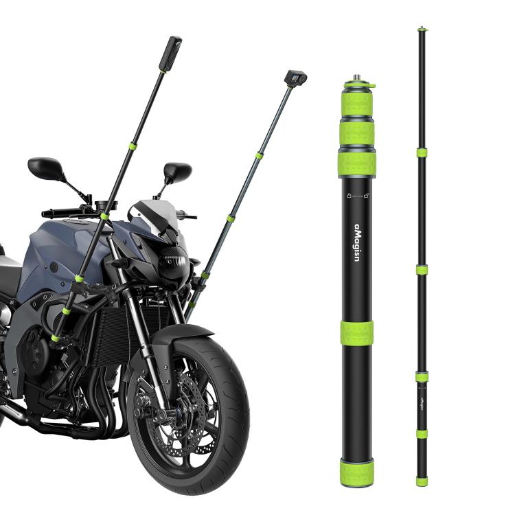 aMagins Asta telescopica per selfie in alluminio da 1,1 m per ciclismo, fotografia e monopiede per fotocamera, Only Stick, With Trekking Pole Tip