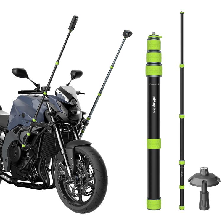 aMagins Asta telescopica per selfie in alluminio da 1,1 m per ciclismo, fotografia e monopiede per fotocamera, Only Stick, With Trekking Pole Tip