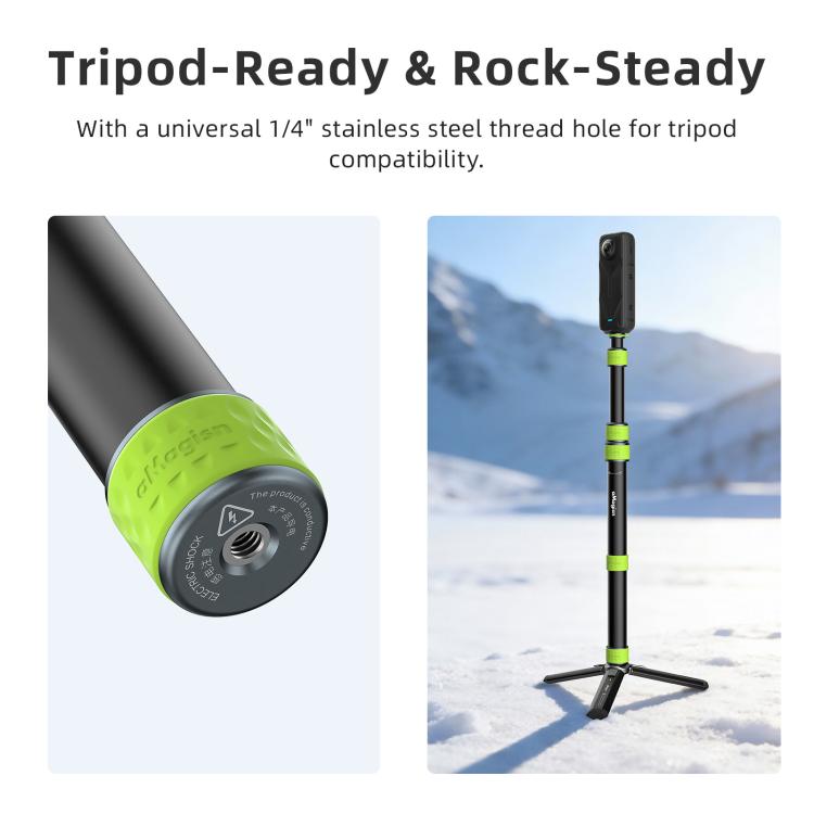 aMagins Asta telescopica per selfie in alluminio da 1,1 m per ciclismo, fotografia e monopiede per fotocamera, Only Stick, With Trekking Pole Tip