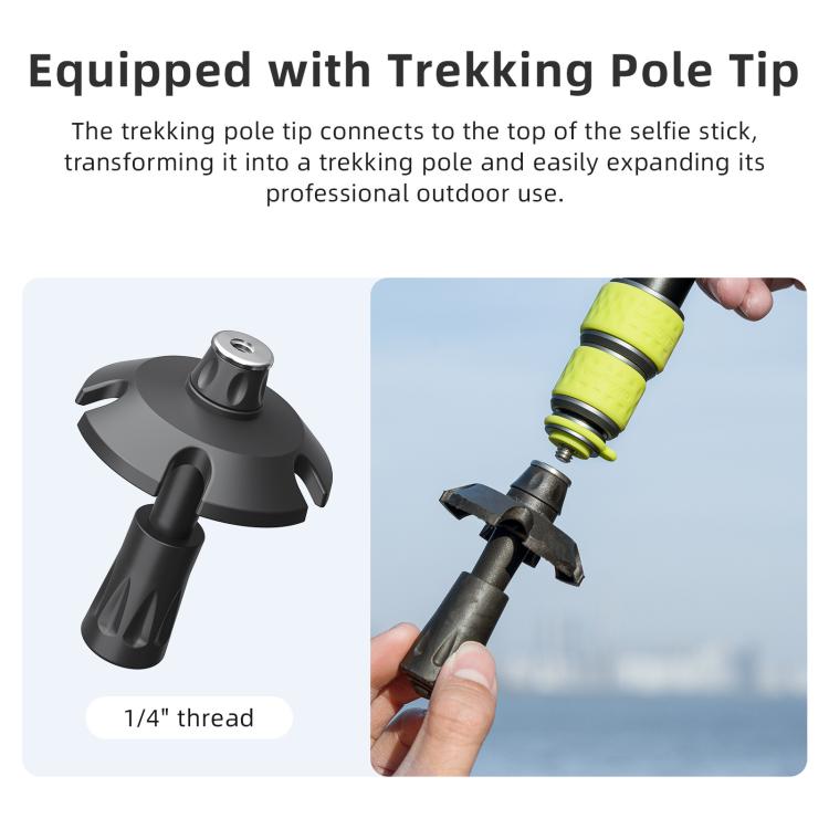 aMagins Asta telescopica per selfie in alluminio da 1,1 m per ciclismo, fotografia e monopiede per fotocamera, Only Stick, With Trekking Pole Tip