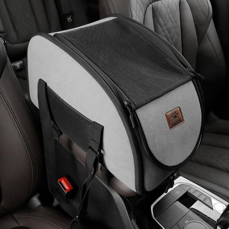 Trasportino portatile per animali domestici da viaggio, per il sedile anteriore dell'auto, con console centrale.