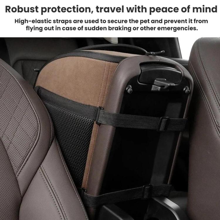 Trasportino portatile per animali domestici da viaggio, per il sedile anteriore dell'auto, con console centrale.