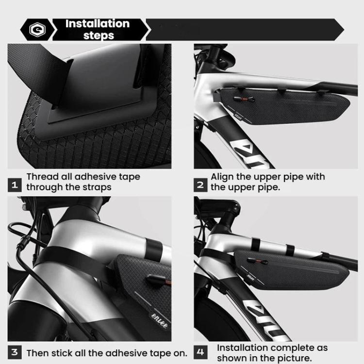 ENLEE STP-01T Borsa impermeabile per telaio bici da strada, marsupio porta attrezzi per tubo orizzontale.