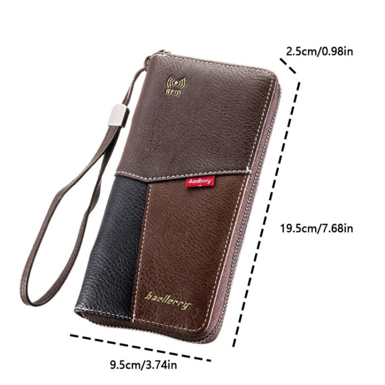 Portafoglio lungo da uomo Baellerry C3165, ideale per affari, con protezione RFID antifurto e porta carte multiple.