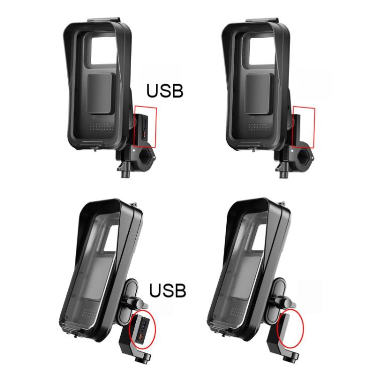 Supporto impermeabile per telefono con navigatore per moto e biciclette, Handlebar Charging, Handlebar Standard, Rearview Mirror Charging, Rearview Mirror Standard