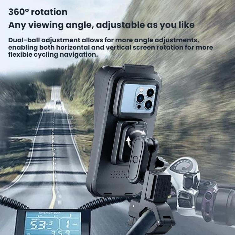 Supporto impermeabile per telefono con navigatore per moto e biciclette, Handlebar Charging, Handlebar Standard, Rearview Mirror Charging, Rearview Mirror Standard