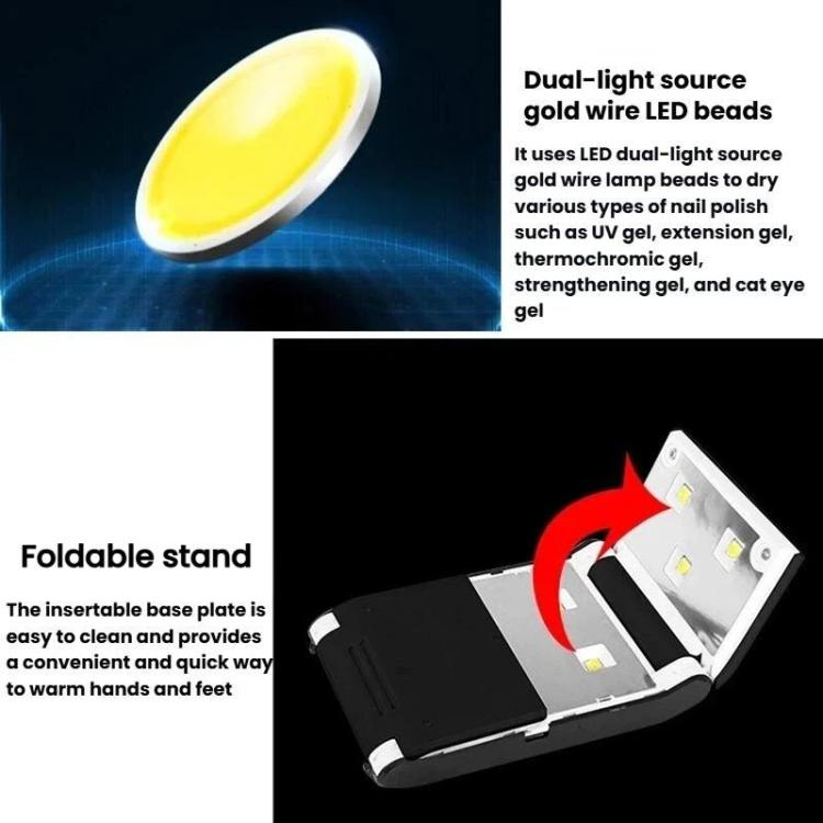 BLUEQUE 3T USB 36W Lampada per unghie portatile pieghevole UV per smalto gel, luce LED per polimerizzazione, USB Type